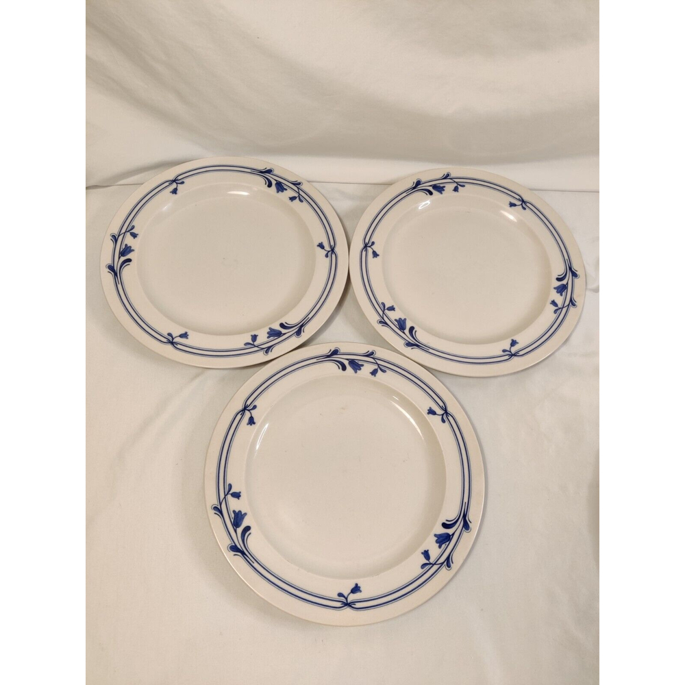 3 ADAMS MICRATEX COOKWARE BLUEBELL DINNER PLATES ENGLAND 10.25" READ DESCRIPTION